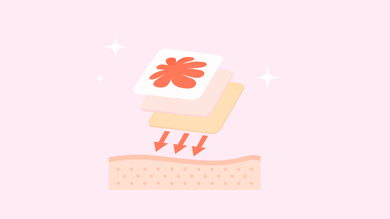 illustrative diagram of a patch love vitamin patch working to absorb vitamins and miners into skin