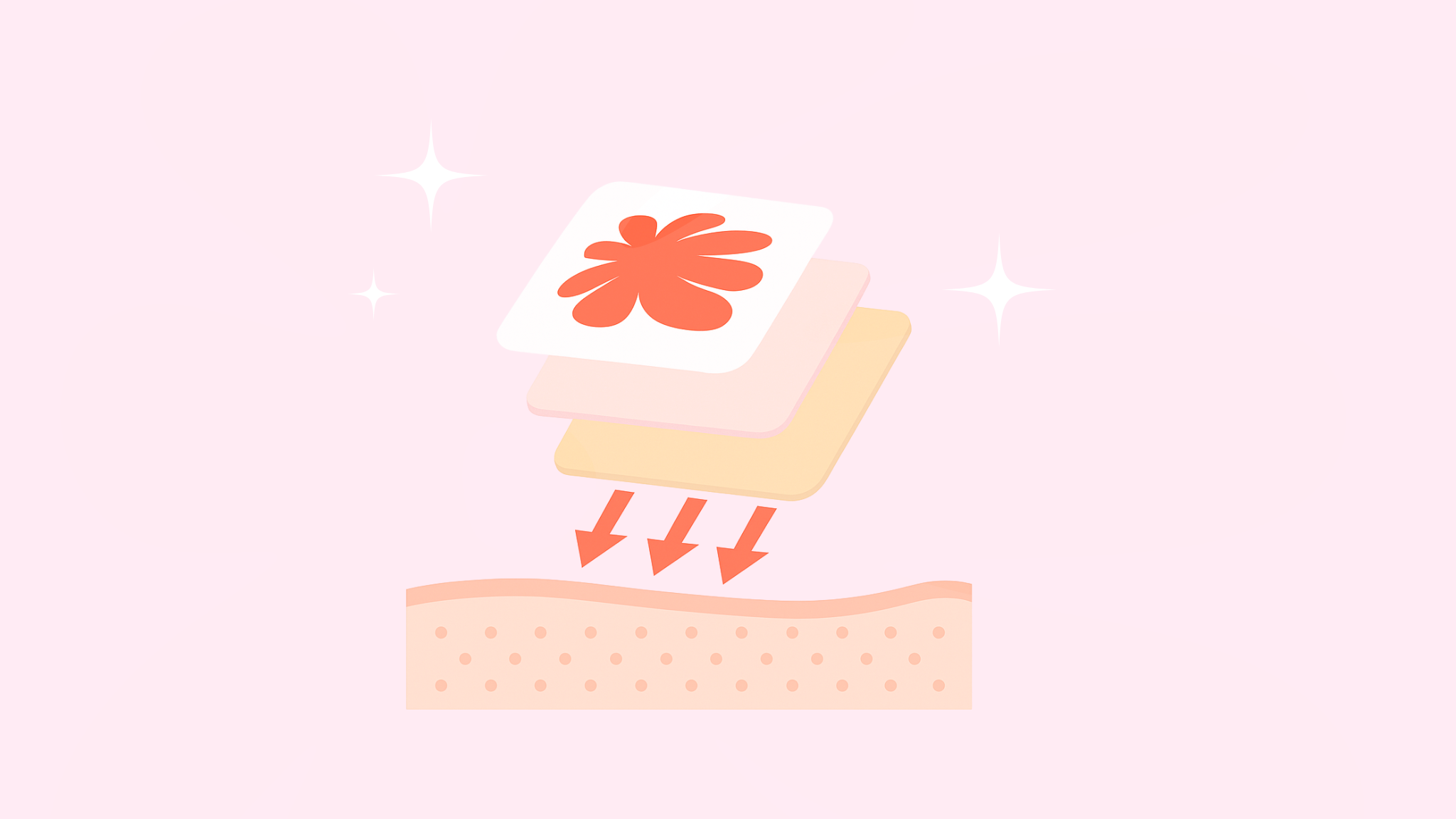 illustrative diagram of a patch love vitamin patch working to absorb vitamins and miners into skin