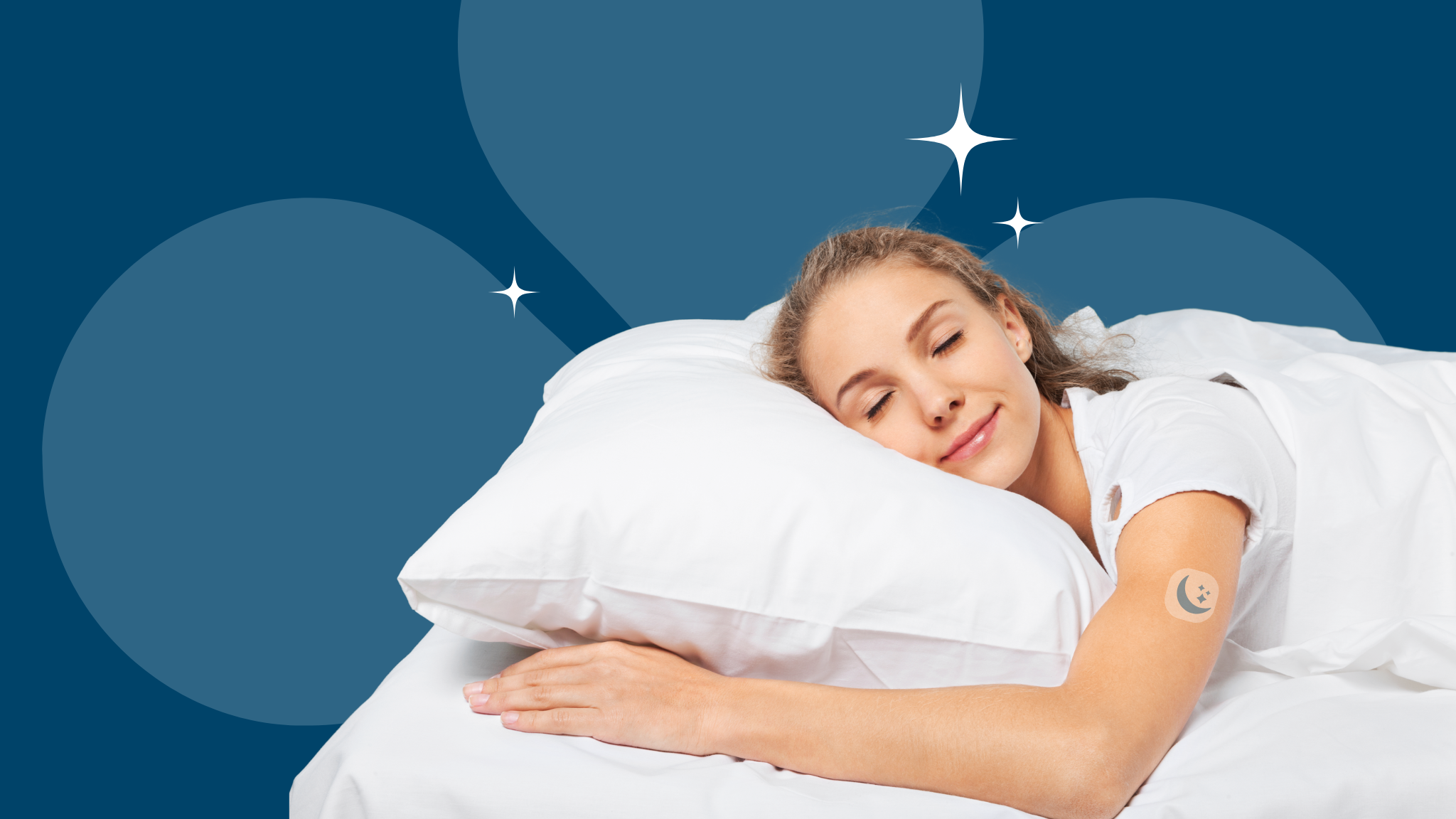 woman sleeping wearing a patch love sleep patch looking rested and calm